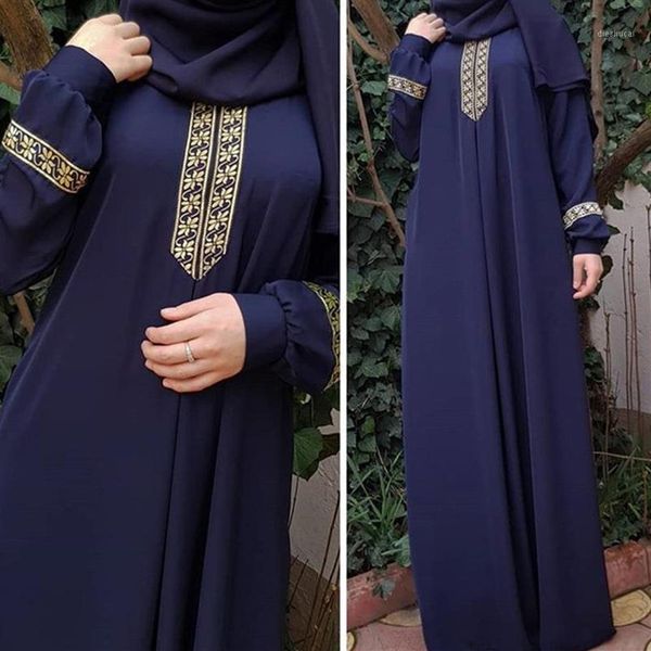 Дешевые женщины плюс распечаток абая джилбаб мусульманский макси макси повседневный кафтановый платье с длинным платьем Исламская одежда кафтан Марокайн Абайя Турция1253Z