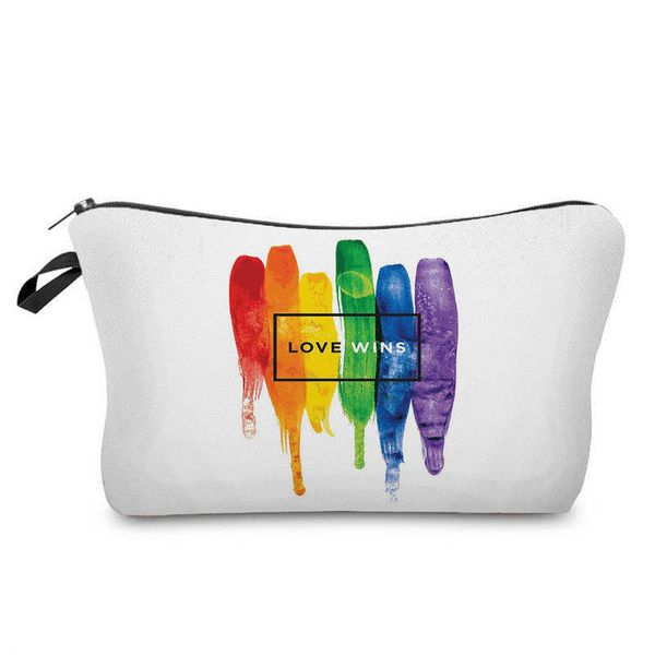 Fashion Rainbow Love Print Makeup Bag Out Borsa da viaggio Borsa da viaggio Borsa con cerniera Borsa portaoggetti 0704-111