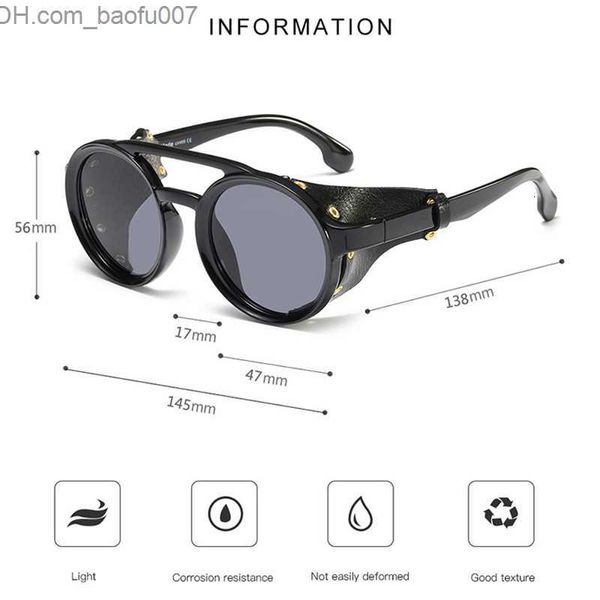 Occhiali da sole Occhiali da sole Eyecrafters Vintage Uomo Steampunk Occhiali da sole Occhiali da sole Donna Retro Shades Moda Pelle con protezioni laterali Occhiali da sole rotondi Z230705