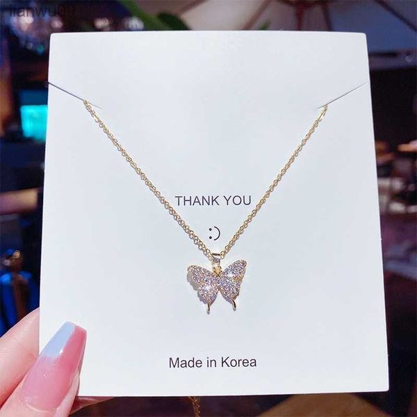 Nuova collana con ciondolo in acciaio inossidabile a farfalla per collane con gioielli da donna Zirconia Luxury Choker Corea L230704