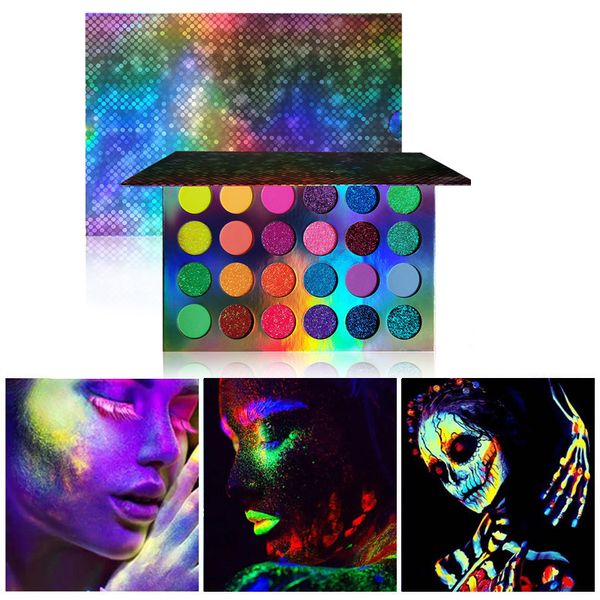 Combinação de Delineador de Sombras Aurora Glow Paleta de Sombras Stage Clubbing Neon Makeup Kit em Blacklight UV the Dark escent Shadows Glitter 230703