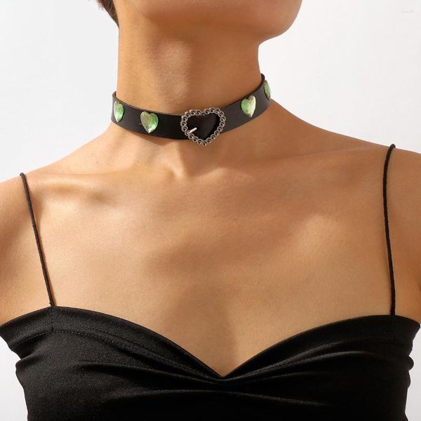 Ketten Moderne Mode Mädchen Halsband Leder Harz Liebe Geometrische Halskette Übertrieben Großhandel Schlüsselbein Kette Schmuck