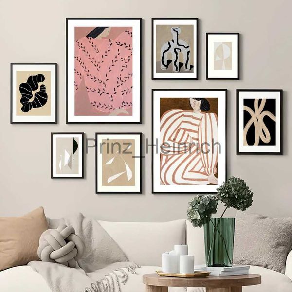 Papéis de parede Sofia Lind pijama menina geometria vaso abstrato nórdico pôsteres e estampas arte da parede pintura em tela imagens para decoração de sala de estar j230704