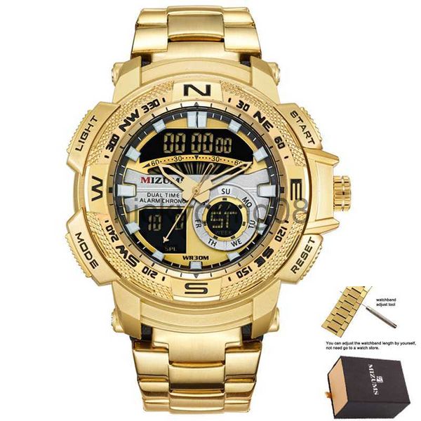 Orologi da polso 30m Impermeabile Mens Sport es Luxury Brand Quarzo Uomo Oro Acciaio Digitale Orologio maschile Cool Militare Relogio Masculino 0703