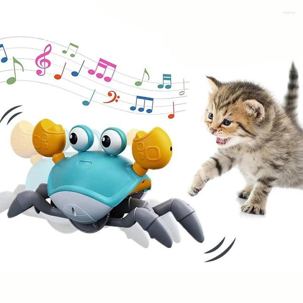 Brinquedos para gatos Brinquedo automático eletrônico para gatos Brinquedos interativos para brincar com gatinhos Caranguejo com detecção inteligente Acessórios de carregamento por USB