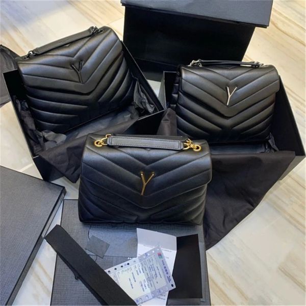 Bolsas de ombro de designer de luxo LOULOU acolchoado couro genuíno crossbody saco em forma de Y cadeia feminina bolsa preta moda carteira mini bolsa top grau 3 tamanho 7 cores