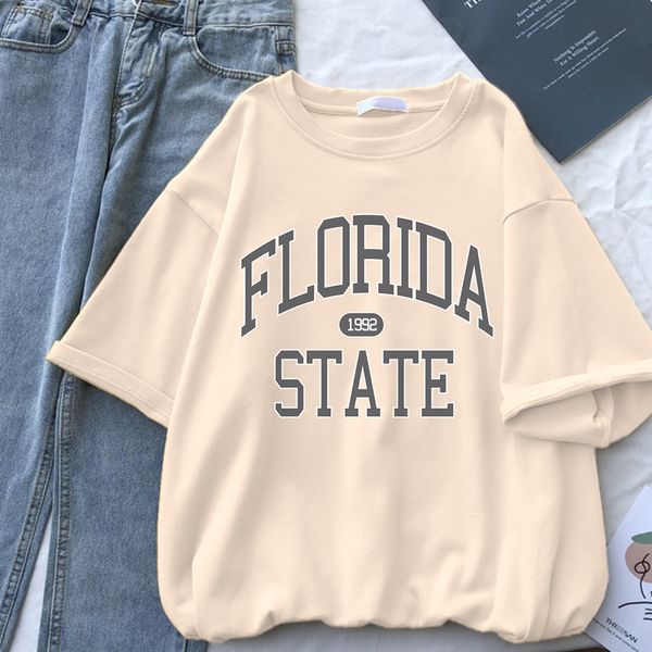 T-shirt da uomo Florida 1992 State Aesthetic Print Maglietta da donna Morbida Hip Hop Manica corta Fresca estate Sudore Streetwear Top traspiranti Donna 230703