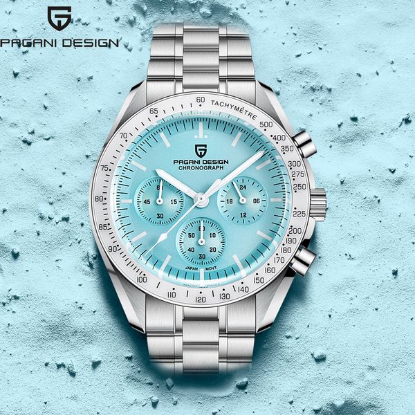 Outros relógios 2023 PAGANI DESIGN Ice Blue Moon Men s Luxury Quartz Watch For Men Sport Chronograph Automatic date Sapphire crystal 230703