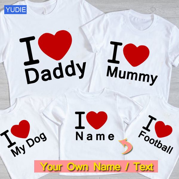 Passende Familien-Outfits, Familien-Geburtstags-T-Shirt, Jungen-Shirt, individuelles Namens-Shirt, Kindergeburtstag, Party-Geschenk, Mädchen, ich LIEBE Kleidung, Herz-Kinder-Outfit, Mama, ich, 230704