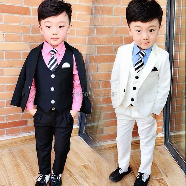 Ternos Flower Boys White Blazer Casamento Marca Crianças Cerimônia Formal Terno com Gravata Flor Flower Boys Festa Smoking Traje TernoHKD230704