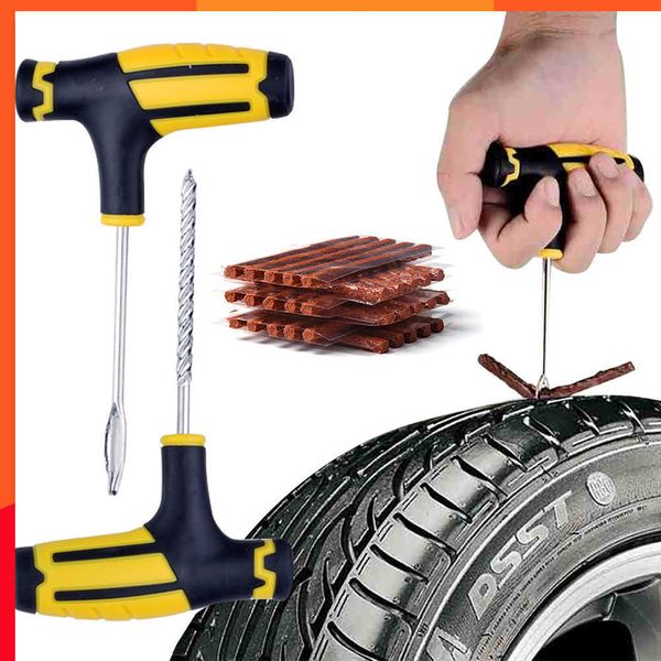 Atualizar ferramenta de reparo de pneus de carro Kit de reparo de pneus Studding Tool Set Auto Bike Tubeless Pneu Puncture Plug Ferramentas de garagem com tira de borracha