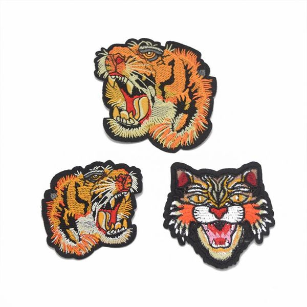 15 pçs remendos bordados apliques de cabeça de tigre ferro no remendo motivos de renda decorados 324k