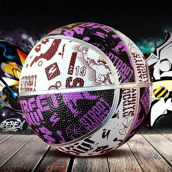 Palline Graffiti Basketball Superficie in gomma naturale Butyl Bladder Pallacanestro Dimensione ufficiale 7 Palline da allenamento Streetball 230703