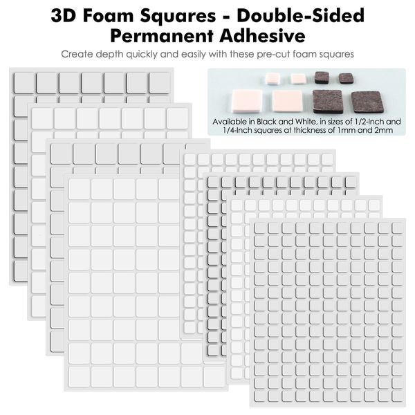 Adesivi adesivi Un set di schiuma 3D Piccoli quadrati Adesivi a punti Nastro di fissaggio autoadesivo Adesivi dimensionali permanenti in bianco e nero 230703