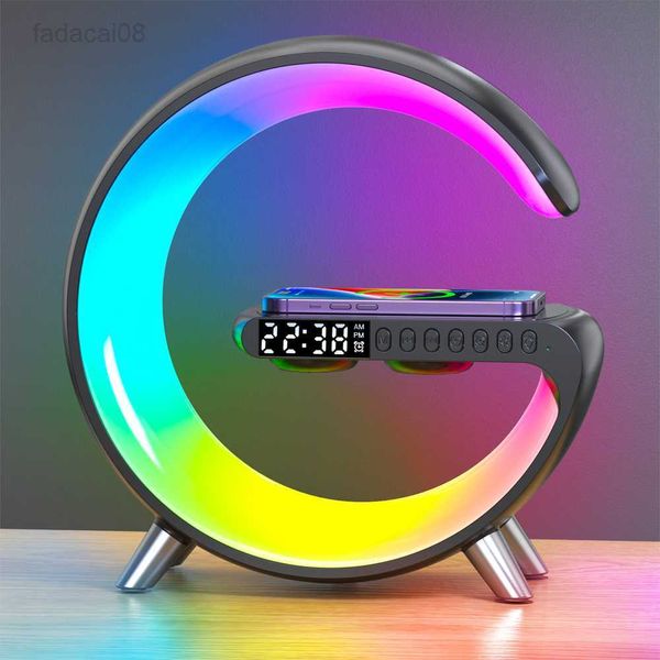 Lichter LED Atmosphäre RGB Nacht Umgebungs Licht Wecker Bluetooth Audio Drahtlose Lade Schreibtisch Lampen Für Zuhause Schlafzimmer Dekorieren Lampe HKD230704