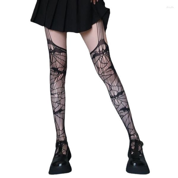 Calze da donna Gothic Bat Web Calze lunghe Calze a rete da donna Harajuku Cosplay Collant stretto Lolita per abito Medias De Mujer