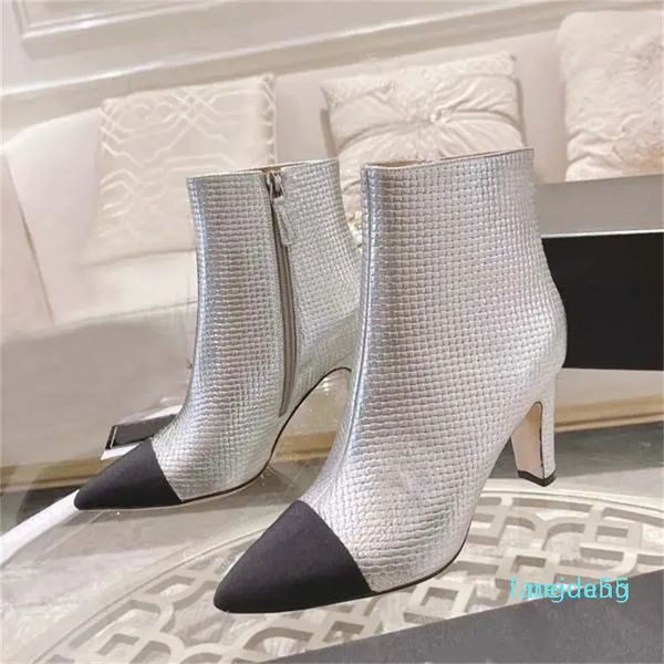 Дизайнер-Women High Heb Boots Crystal Calf Кожа Sexy Fashion Martin Boot Platform Fashion Shoes Seire 34-41