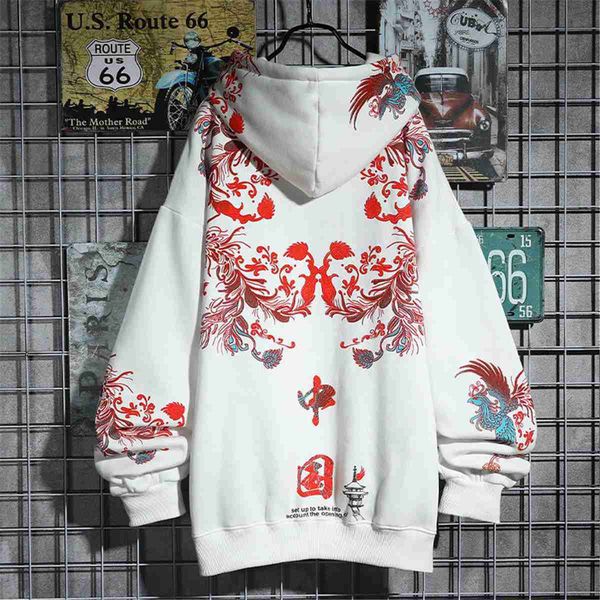 Hommes Hoodies Mode Chinois Sweat Hommes Cool Hip Hop À Capuche Casual À Manches Longues Petit Ami Fleurs Imprimer Tops Streetwear Mâle HKD230704