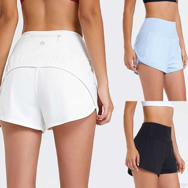 Lulu Shorts Conjuntos de roupa de yoga Feminino Esporte Hotty Hot Casual Fitness Yoga Leggings Lady Girl Workout Gym Underwear Running com Bolso com Zíper na Parte de Trás