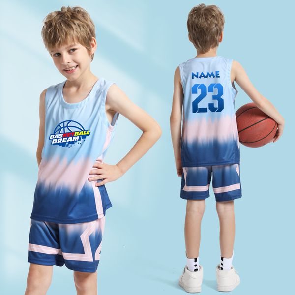 Одежда для детской баскетбольная форма открытая спортивная одежда годы мальчики молодежный баскетбольный костюм летняя детская баскетбольная рубашка 230703