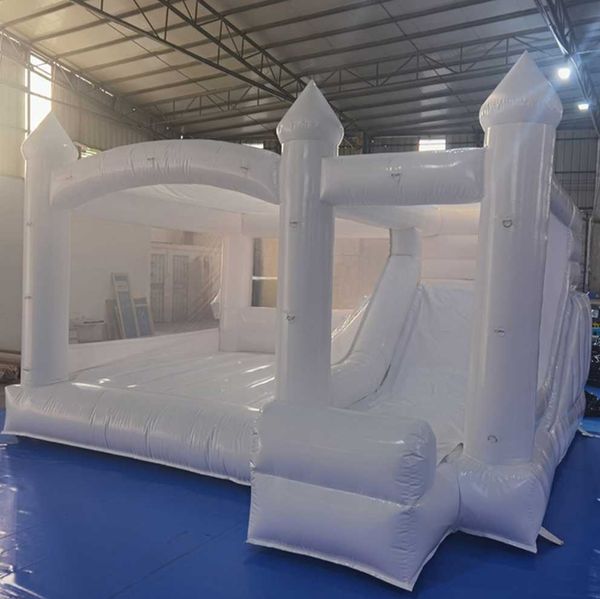 Casa de salto de casamento branco inflável escorregador de castelo inflável comercial para crianças combinação engraçada com piscina de bolinhas para chá de bebê -quatro tipos de estilo