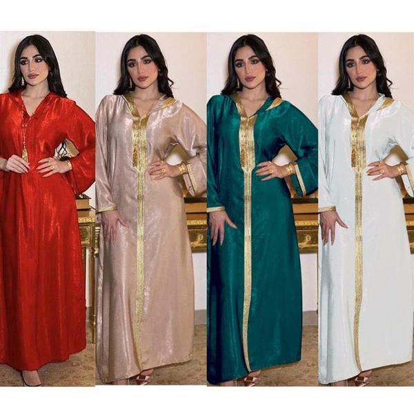 Etnik Giyim MD 2021 Ramazan Dubai Abayas Kadınlar için Kaftan Marocain Türkiye Müslüman Moda Kapşonlu Elbiseler Jalabiya İslami Kimon324z