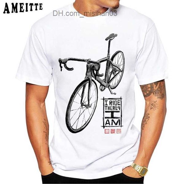 Camisetas Masculinas Funny Bicycles I Ride Portanto I AM LONG Print TShirt Summer Men Manga Curta Bikes Print Branco Casual Tops Hip Hop Boy Tees Z230706