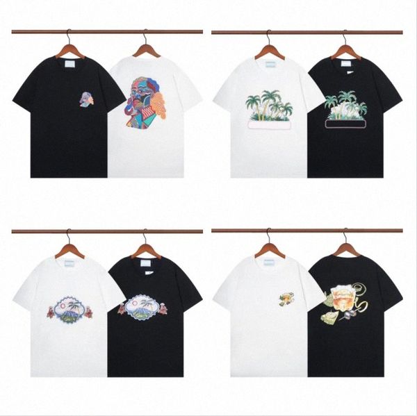 Casablanc-s Men Plus Tees Polos Station T-Shirts Summer Ins Presbyopic CD Letter Printing Joker Trend T-shirt de manga curta para homens e mulheres meia manga s6Yk #