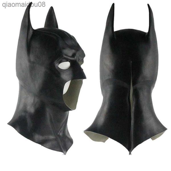 Máscaras de morcego homem máscara de cabeça cheia látex cavaleiro das trevas cosplay máscara de morcegos festa de halloween l230704
