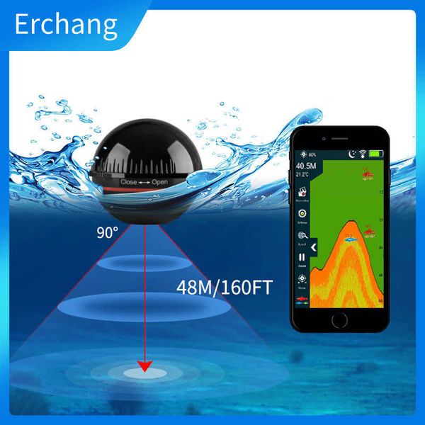 Localizador de peixes Erchang XA02 Sonar portátil Localizador de peixes Bluetooth sem fio Profundidade Mar Lago Peixe Detectar Eco Sonda Sensor Localizador de peixes IOS Android HKD230703