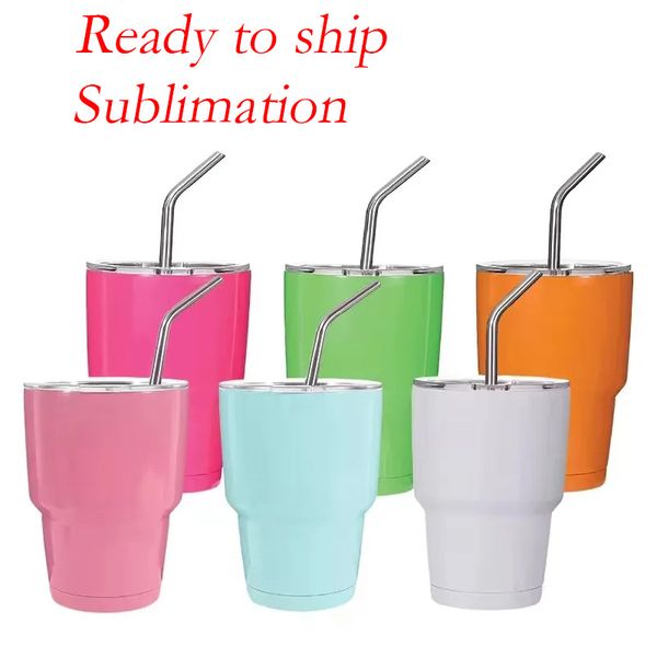 DIY leere Sublimation 3oz Tumbler Schnapsglas Edelstahl isolierte Weinbecher mit Metallstroh Wärmeübertragung wiederverwendbare Wasserflaschen