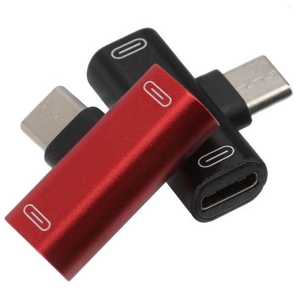 2PCS USB-аудио-зарядка Type-C Адаптер 2 в 1 в 1 тип C-мужчина в двойное преобразователь для наушников (1 красный и черный)
