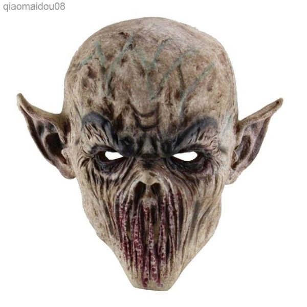 Máscara de Halloween Horror Alien Látex Face Cover Cosplay Masquerade Party Costume Prop Para Halloween Decoração Scary Headgear L230704