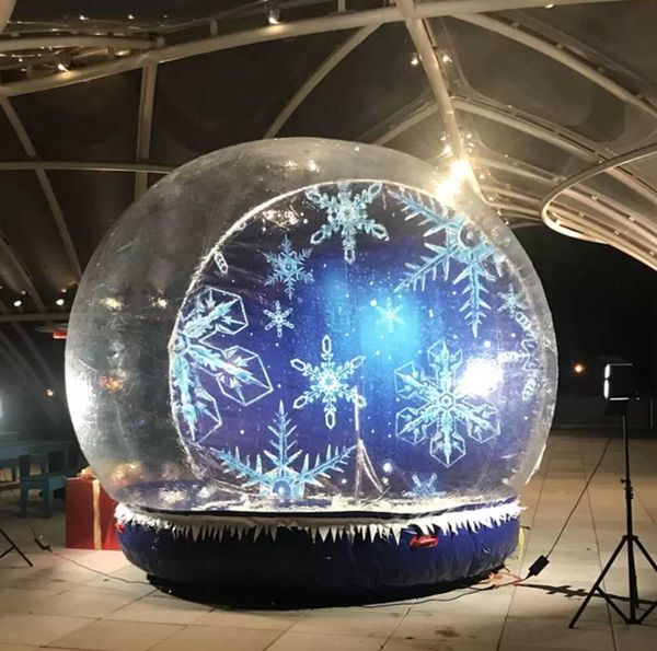 Globo di neve gonfiabile da 2 m/3 m/4 m per decorazioni natalizie Bubble Photo Booth Dome Tent Sfondo sostituibile