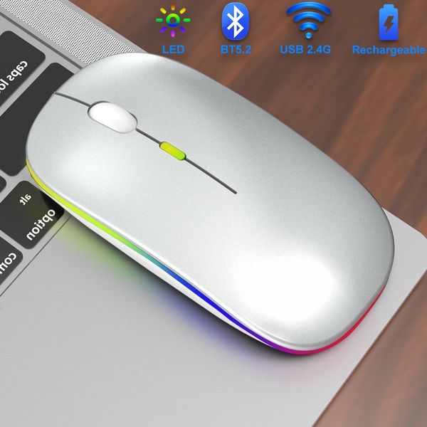 Anmck Bluetooth Wireless Mouse silencioso para computador recarregável Mini Magic 2.4G USB sem fio mouse para laptop PC Mouse