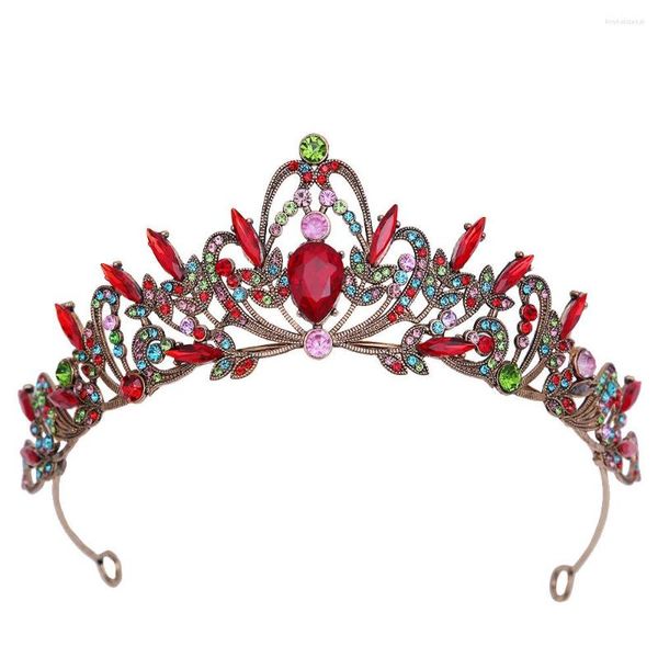 Fermagli per capelli Moda dolce principessa Colorata gelatina di strass di cristallo Corona Barocco Diademi nuziali per le donne Accessori da sposa in costume