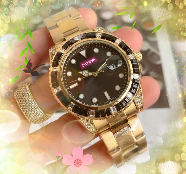 Famoso orologio classico 41mm Luxury Rainbow Colorfull Crystal Diamonds Orologio da uomo Romantico Starry Quartz-Battery Timing Vintage Thiree Pins Solid Fine Steel Watches