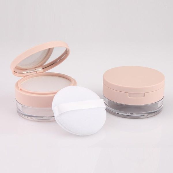 Bottiglie di stoccaggio 25 Pz / lotto 20 G Barattolo di polvere sfusa con specchio Plastica Rosa Confezione cosmetica Riutilizzabile Grande setaccio Contenitore vuoto