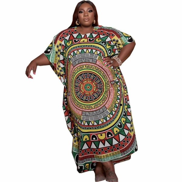 T-Shirt Wmstar Plus Size Women Kleider für Sommer Lose Pint lässig Elegant Casual New Style Maxi Kleid Großer Verkauf Großhandel Dropshipping