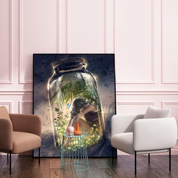 Conjuntos de pintura por números o mundo da pintura fantasia menina acrílico pintado à mão arte pintura por números personalizado decoração de casa