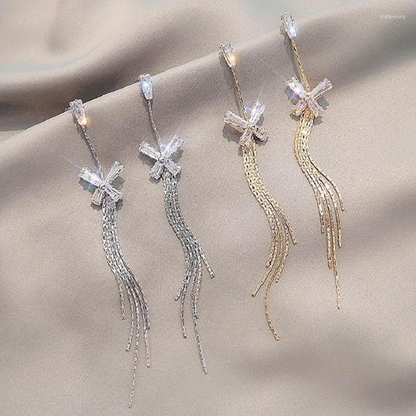 Серьги exknl 2023 модная бабочка игла для кисточки с длинными сладкими темпераментом, серебряные украшения для женщин
