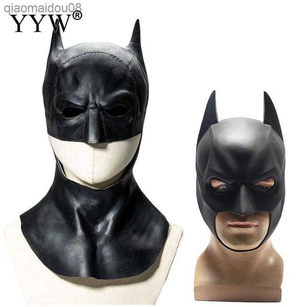 Maschera di pipistrelli Dark Knight Halloween Costume Cosplay Uomo Masquerade Full Face Copricapo in lattice Maschere di Halloween per adulti Puntelli per feste L230704