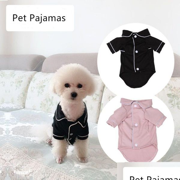 Hundebekleidung Kleiner Mantel Haustier Welpen Pyjamas Schwarz Rosa Mädchen Pudel Bichon Teddy Kleidung Weihnachten Baumwolle Junge Bldog Softfeeling Shirts Dhm5J