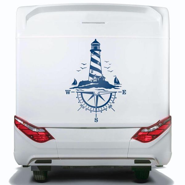 Besleme Kampı RV Karavan Deniz Feneri Rüzgarları Pusula Araba SUV 4x4 Offroad Decal Sticker Vinil Araç Dekor