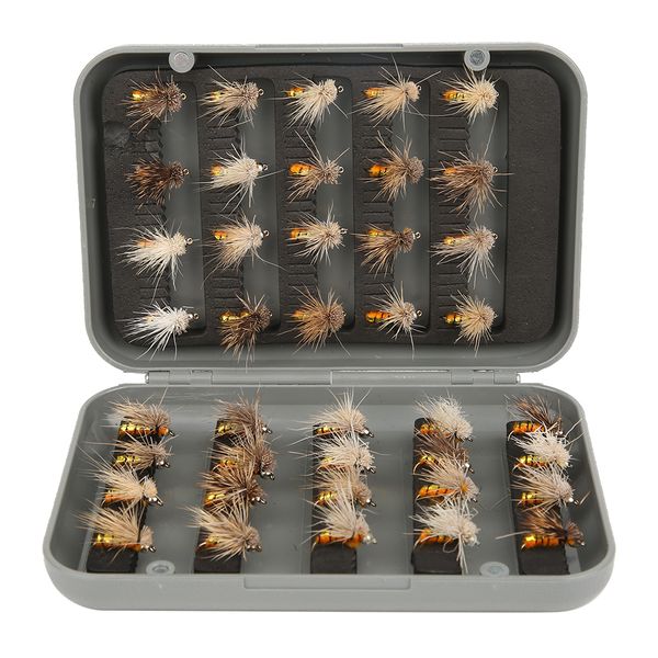 Baits Lures 40-teilige Box Fliegenfischköder Köder Forelle mit Haken Verschiedene Fliegen Kit Nymphe Trockene Nassfliegen Insekt 230704