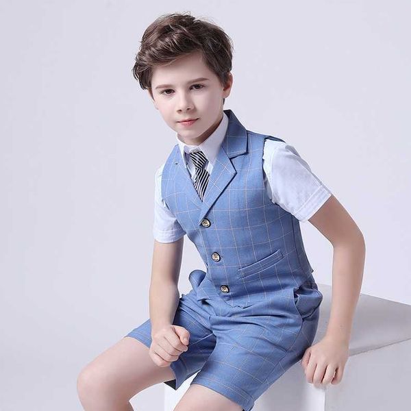 Anzüge Teenager-Jungen-Hochzeitsanzüge England-Stil sanfte formelle Jungen-Smokinganzüge Kinderkleidungsset Blazer Partyanzug SchuluniformHKD230704