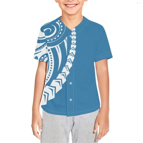 Erkekler Sıradan Gömlek Polinezya Kabile Fiji Totem Dövme Fiji Çocuk Beyzbol Jersey Gömlek Özel Tee Polyester Hafif Silin