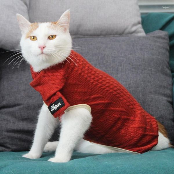 Trajes de gato outono inverno suéteres roupas quentes para animais de estimação casaco de cachorro jaqueta para gatos pequenos