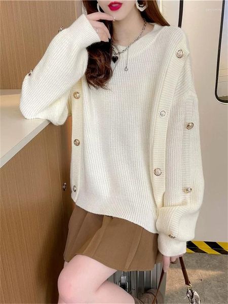 Kadın Sweaters HSA Kadın Kore Moda Baskı O Boyun Gevşek Aşınma Örgü Hırdi Süveri Sonbahar Kış Tatlı 2023 Giysileri