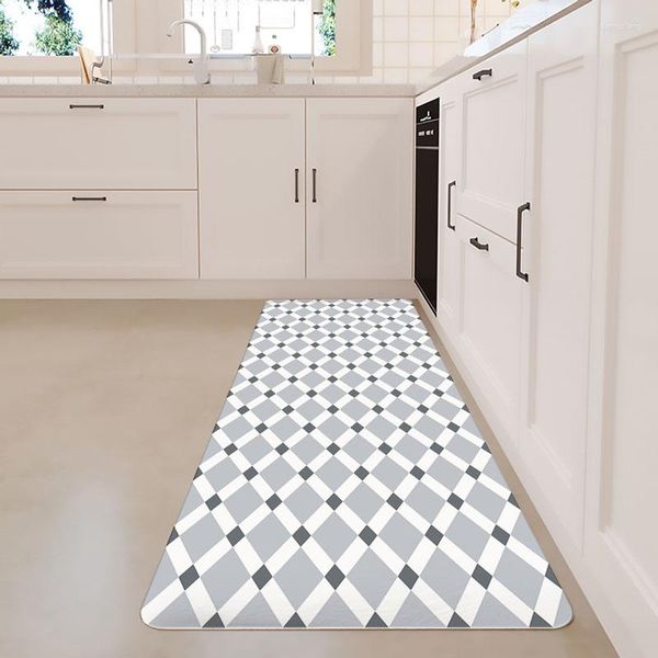 Teppiche, dicke PVC-wasserdichte Küchenmatte, 10 mm Dicke, Eingangs-Fußmatte, moderne geometrische rutschfeste Bodenteppiche, öldichter PU-Teppich